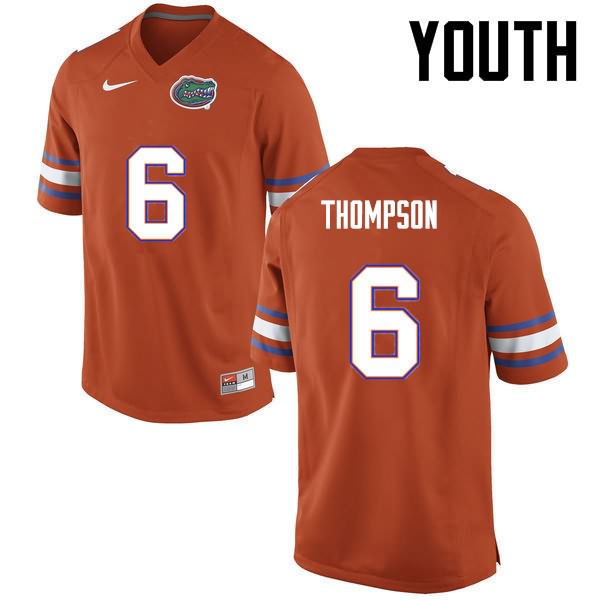 NCAA Florida Gators Deonte Thompson Youth #6 Nike Orange Stitched Authentic College Football Jersey CIZ5264LB